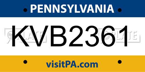 KVB2361 Pennsylvania License Plate