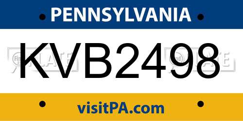KVB2498 Pennsylvania License Plate