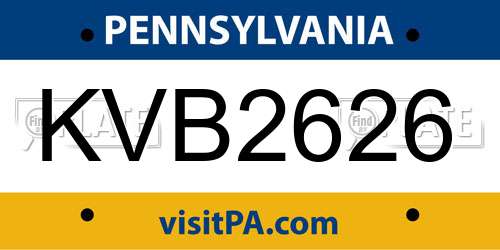 KVB2626 Pennsylvania License Plate