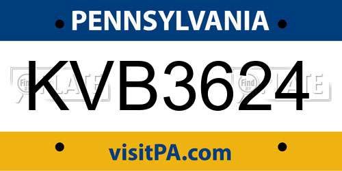 KVB3624 Pennsylvania License Plate