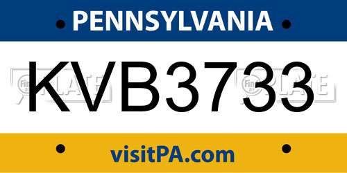 KVB3733 Pennsylvania License Plate