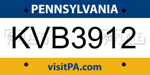 KVB3912 Pennsylvania License Plate