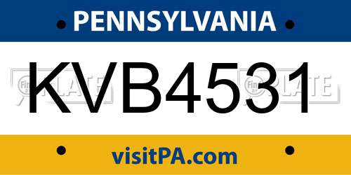 KVB4531 Pennsylvania License Plate