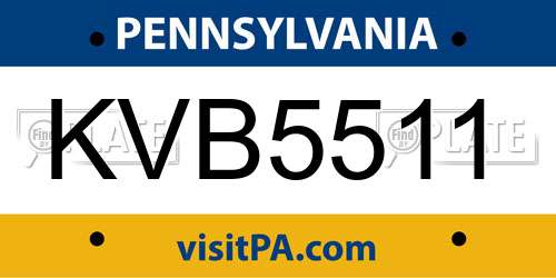 KVB5511 Pennsylvania License Plate