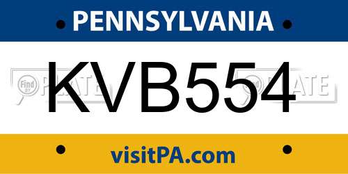 KVB554 Pennsylvania License Plate