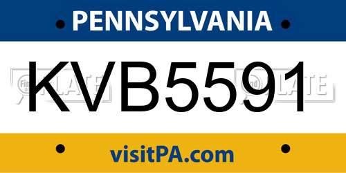 KVB5591 Pennsylvania License Plate