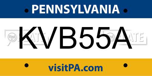 KVB55A Pennsylvania License Plate