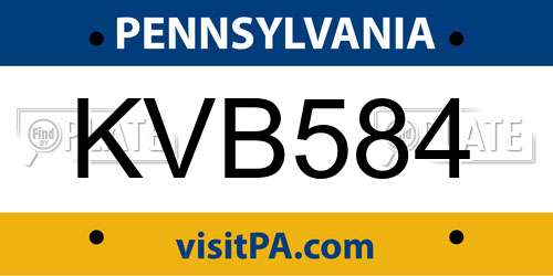 KVB584 Pennsylvania License Plate