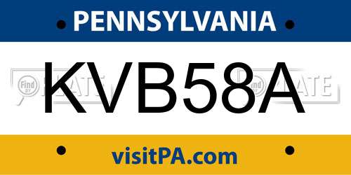 KVB58A Pennsylvania License Plate