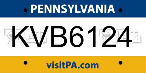 KVB6124 Pennsylvania License Plate