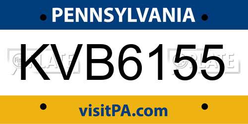 KVB6155 Pennsylvania License Plate