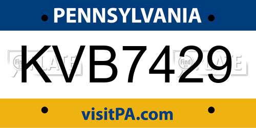 KVB7429 Pennsylvania License Plate