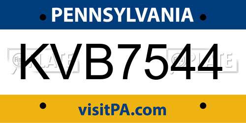 KVB7544 Pennsylvania License Plate