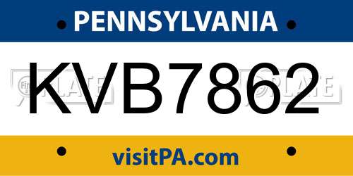 KVB7862 Pennsylvania License Plate