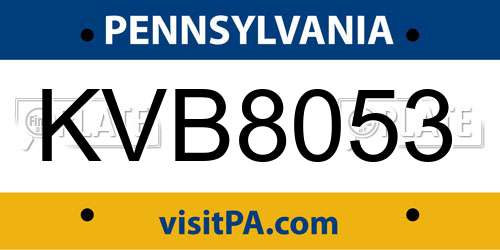 KVB8053 Pennsylvania License Plate