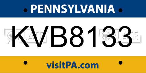KVB8133 Pennsylvania License Plate