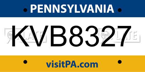 KVB8327 Pennsylvania License Plate