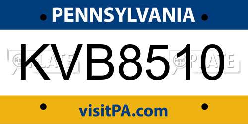 KVB8510 Pennsylvania License Plate
