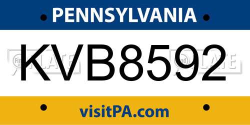 KVB8592 Pennsylvania License Plate