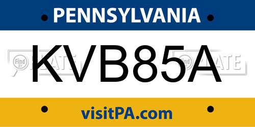 KVB85A Pennsylvania License Plate