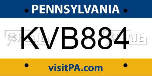 KVB884 Pennsylvania License Plate