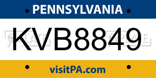 KVB8849 Pennsylvania License Plate