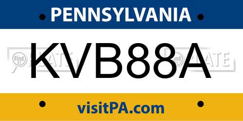 KVB88A Pennsylvania License Plate