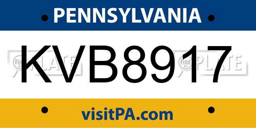 KVB8917 Pennsylvania License Plate
