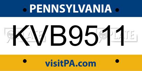 KVB9511 Pennsylvania License Plate