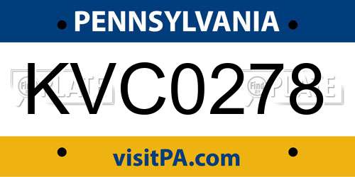 KVC0278 Pennsylvania License Plate