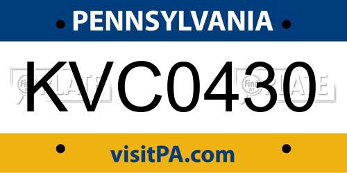 KVC0430 Pennsylvania License Plate