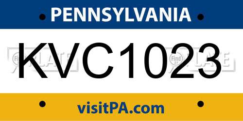 KVC1023 Pennsylvania License Plate