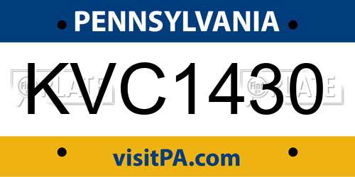 KVC1430 Pennsylvania License Plate