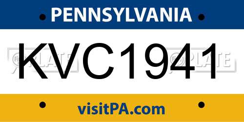 KVC1941 Pennsylvania License Plate
