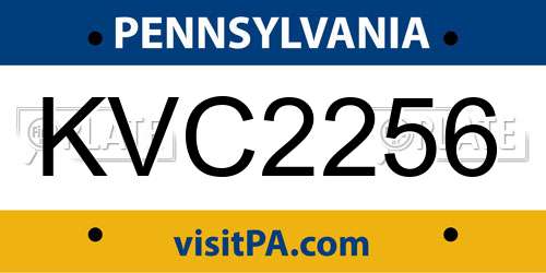 KVC2256 Pennsylvania License Plate