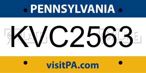 KVC2563 Pennsylvania License Plate