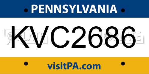KVC2686 Pennsylvania License Plate