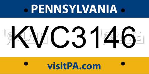 KVC3146 Pennsylvania License Plate