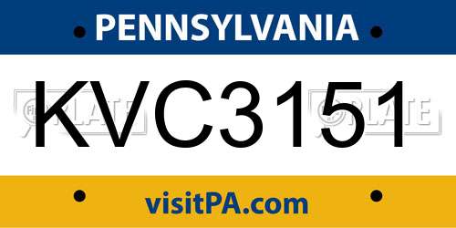 KVC3151 Pennsylvania License Plate