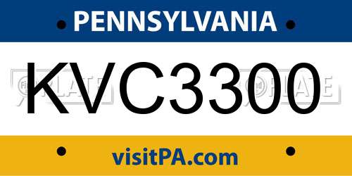 KVC3300 Pennsylvania License Plate