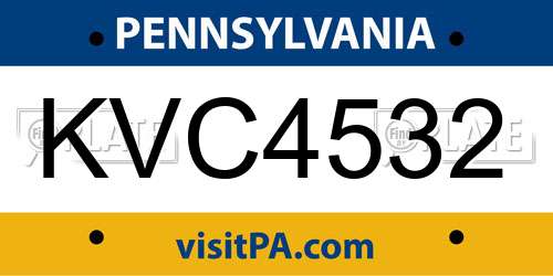 KVC4532 Pennsylvania License Plate