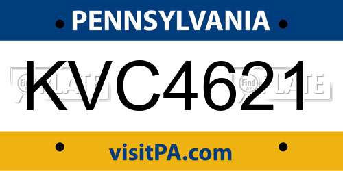 KVC4621 Pennsylvania License Plate