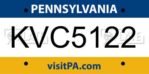 KVC5122 Pennsylvania License Plate