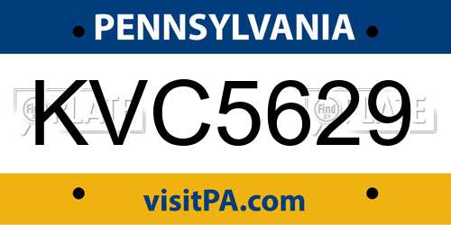 KVC5629 Pennsylvania License Plate
