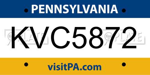 KVC5872 Pennsylvania License Plate