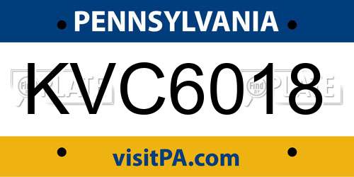 KVC6018 Pennsylvania License Plate