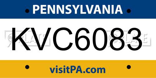 KVC6083 Pennsylvania License Plate