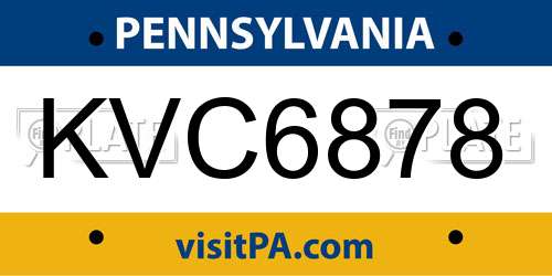 KVC6878 Pennsylvania License Plate