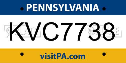 KVC7738 Pennsylvania License Plate