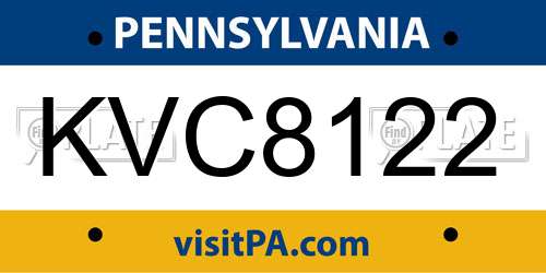 KVC8122 Pennsylvania License Plate